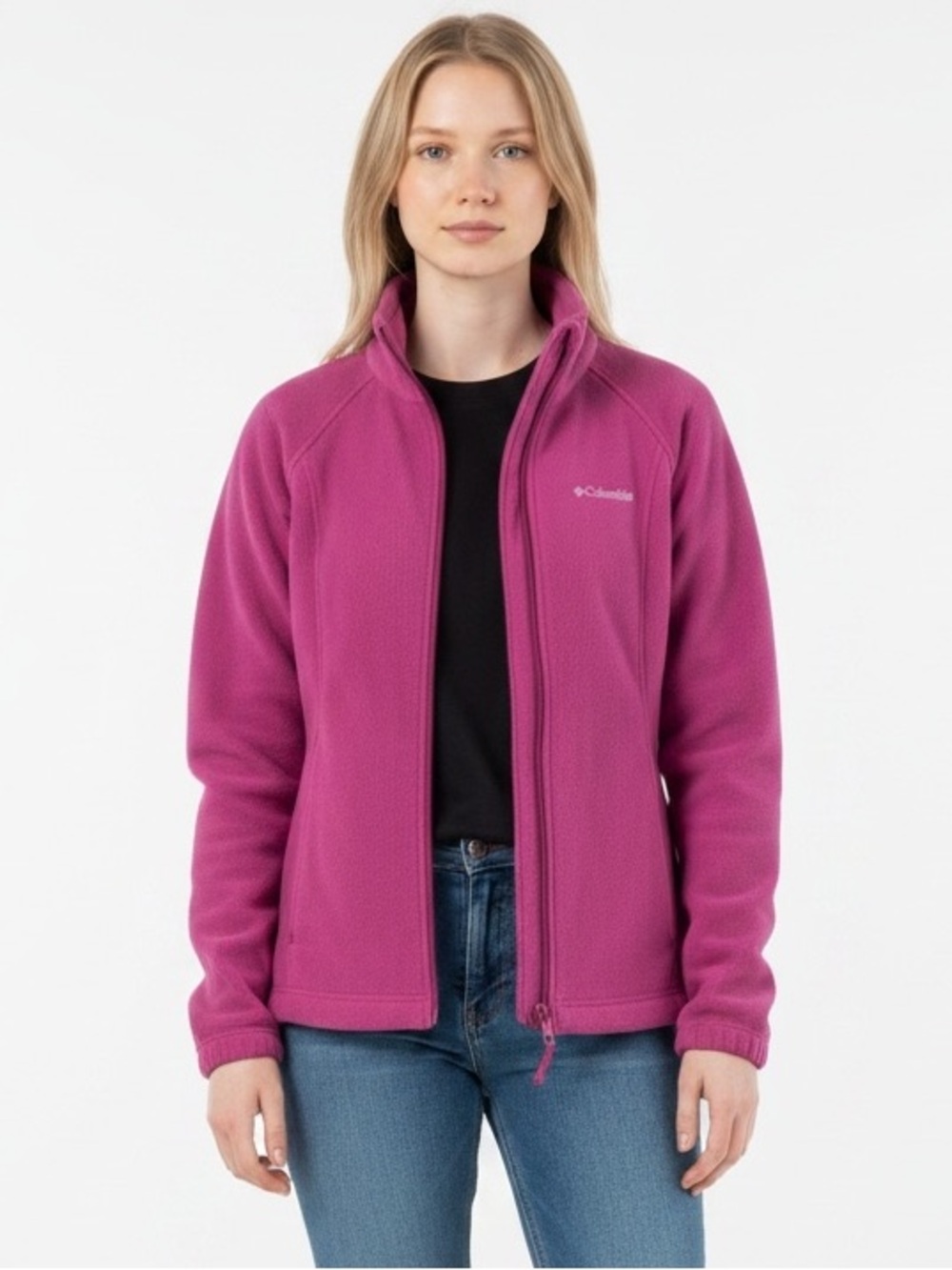 Columbia Women's Zip-Up Teddy Jacket in Magenta